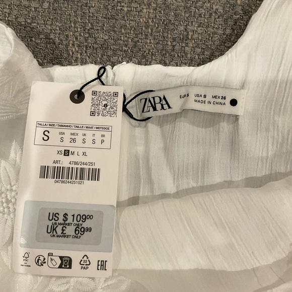 NWT Zara Collection Embroidered Flower Applique Square Neck Shift Mini Dress - Picture 13 of 14